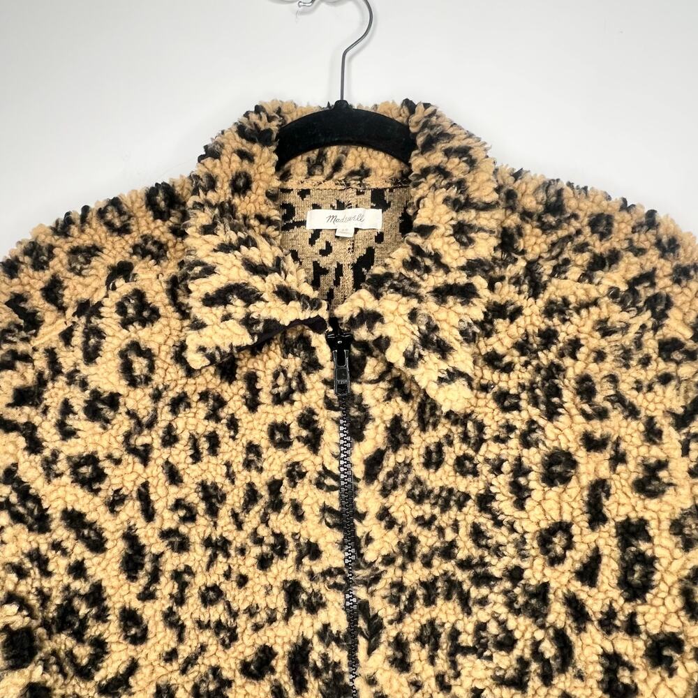 Madewell Leopard Sherpa Bomber Jacket Size XS - Picture 7 of 9